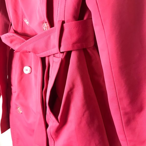 Express Hot Pink Double Brested Trench Coach Small - Picture 5 of 7